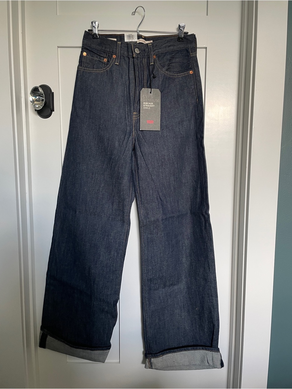 Levi’s Premium Ribcage Wide Leg NWT Women’s 28 Raw Denim Selvage